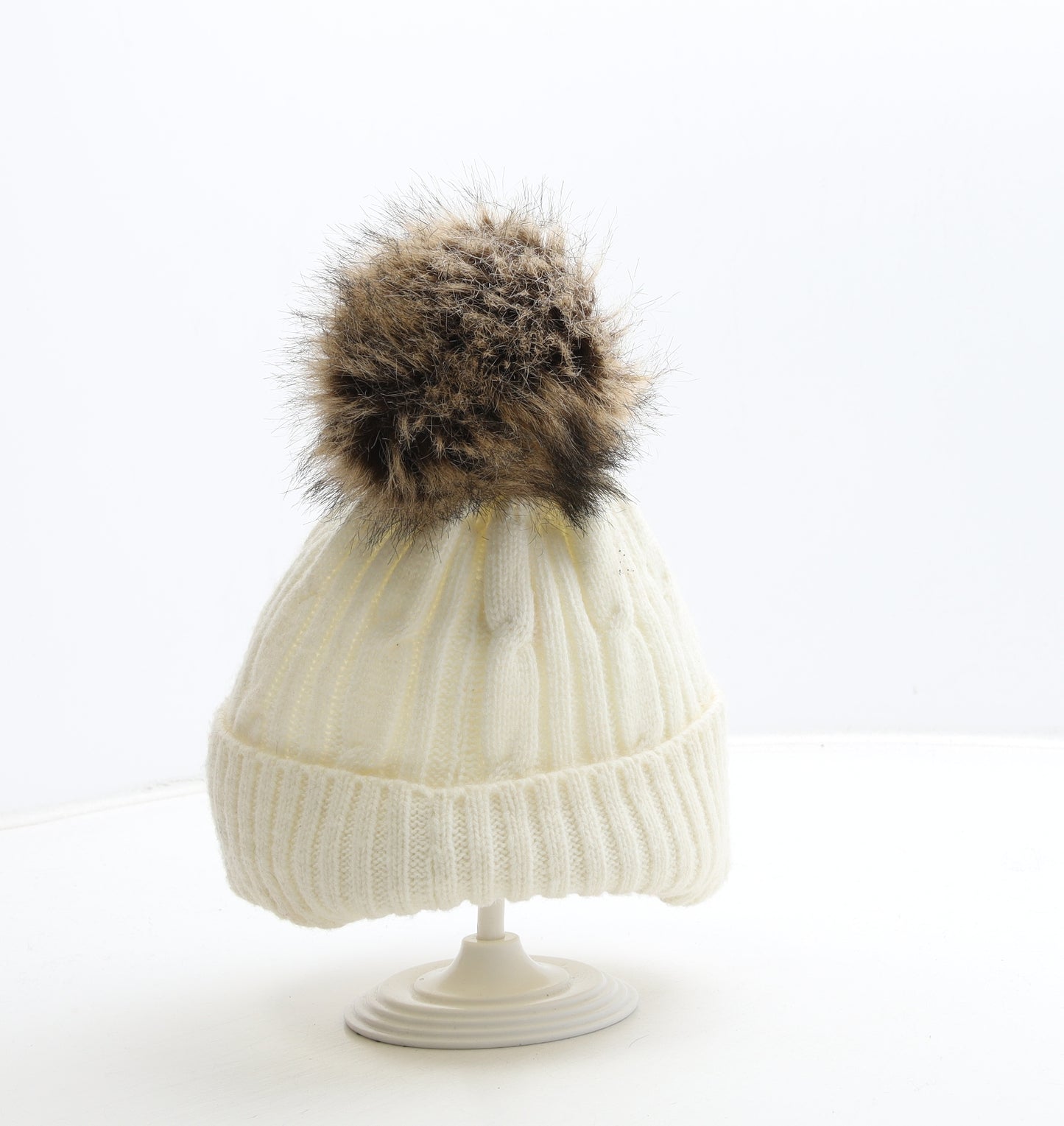 Alpine Womens Ivory Acrylic Bobble Hat One Size