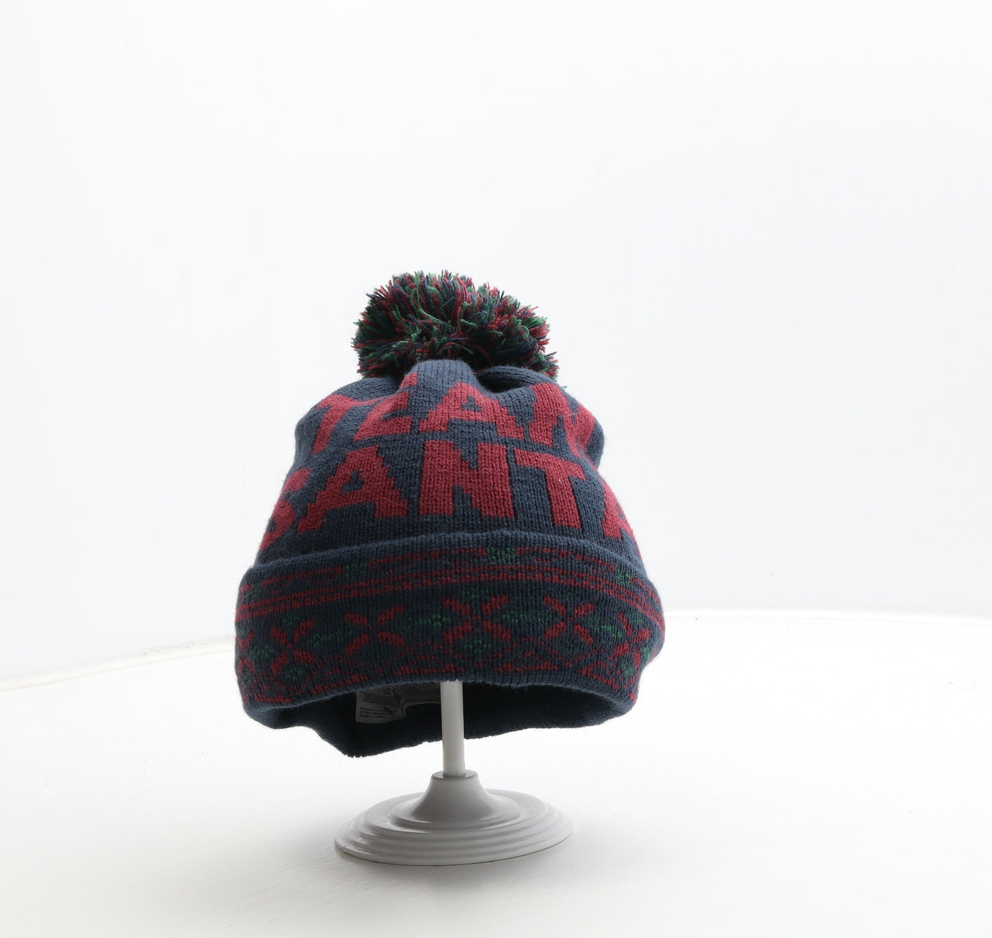 Cedar Wood State Mens Blue Fair Isle Acrylic Beanie One Size - Team Santa