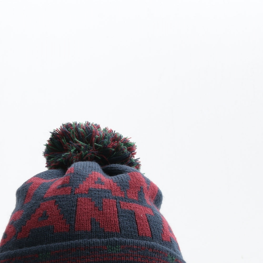 Cedar Wood State Mens Blue Fair Isle Acrylic Beanie One Size - Team Santa