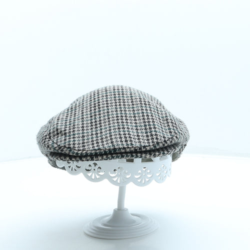 Tress & Co Mens Brown Geometric Polyester Flat Cap One Size - Houndstooth print