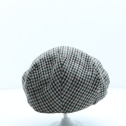 Tress & Co Mens Brown Geometric Polyester Flat Cap One Size - Houndstooth print