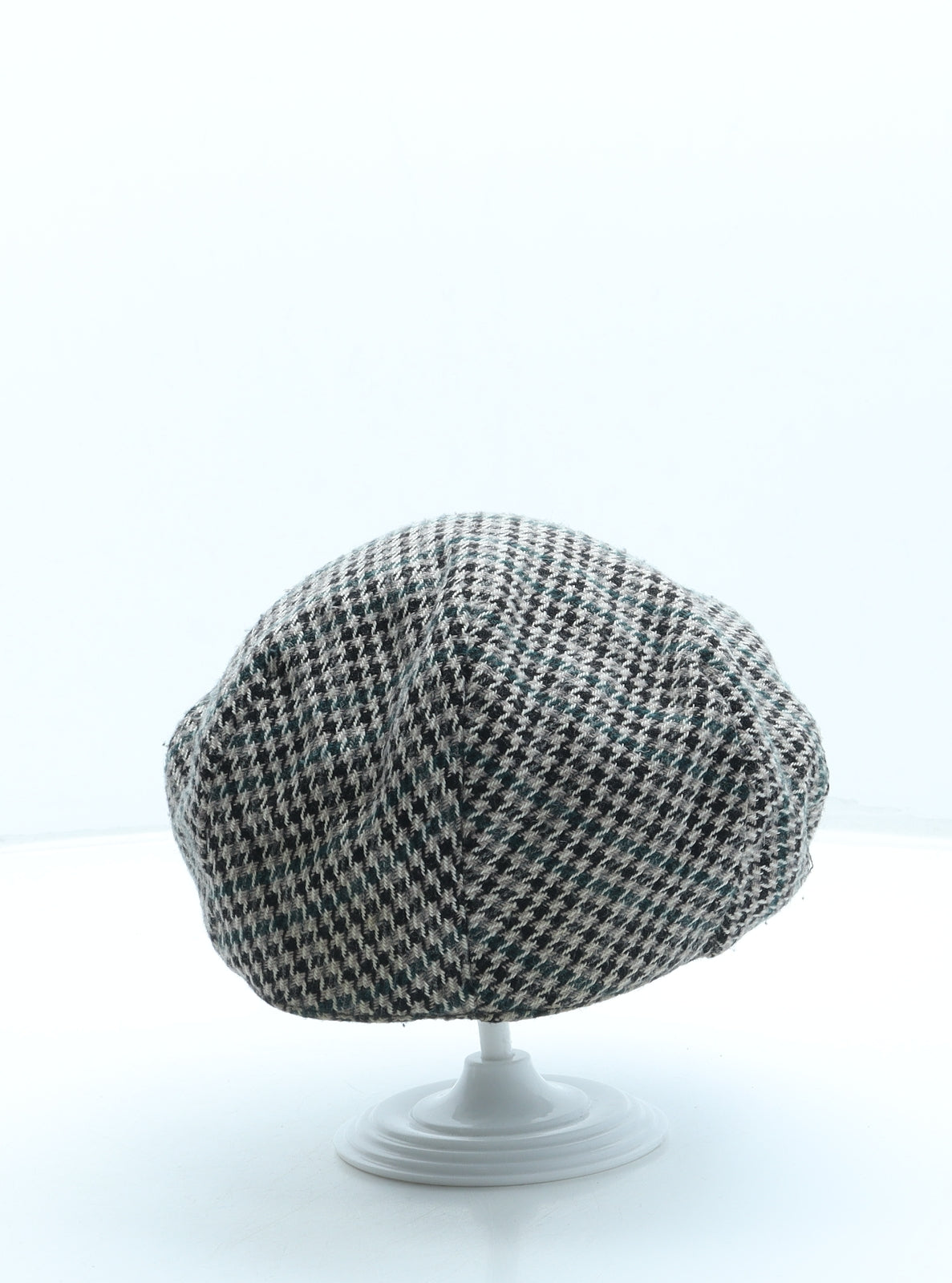 Tress & Co Mens Brown Geometric Polyester Flat Cap One Size - Houndstooth print