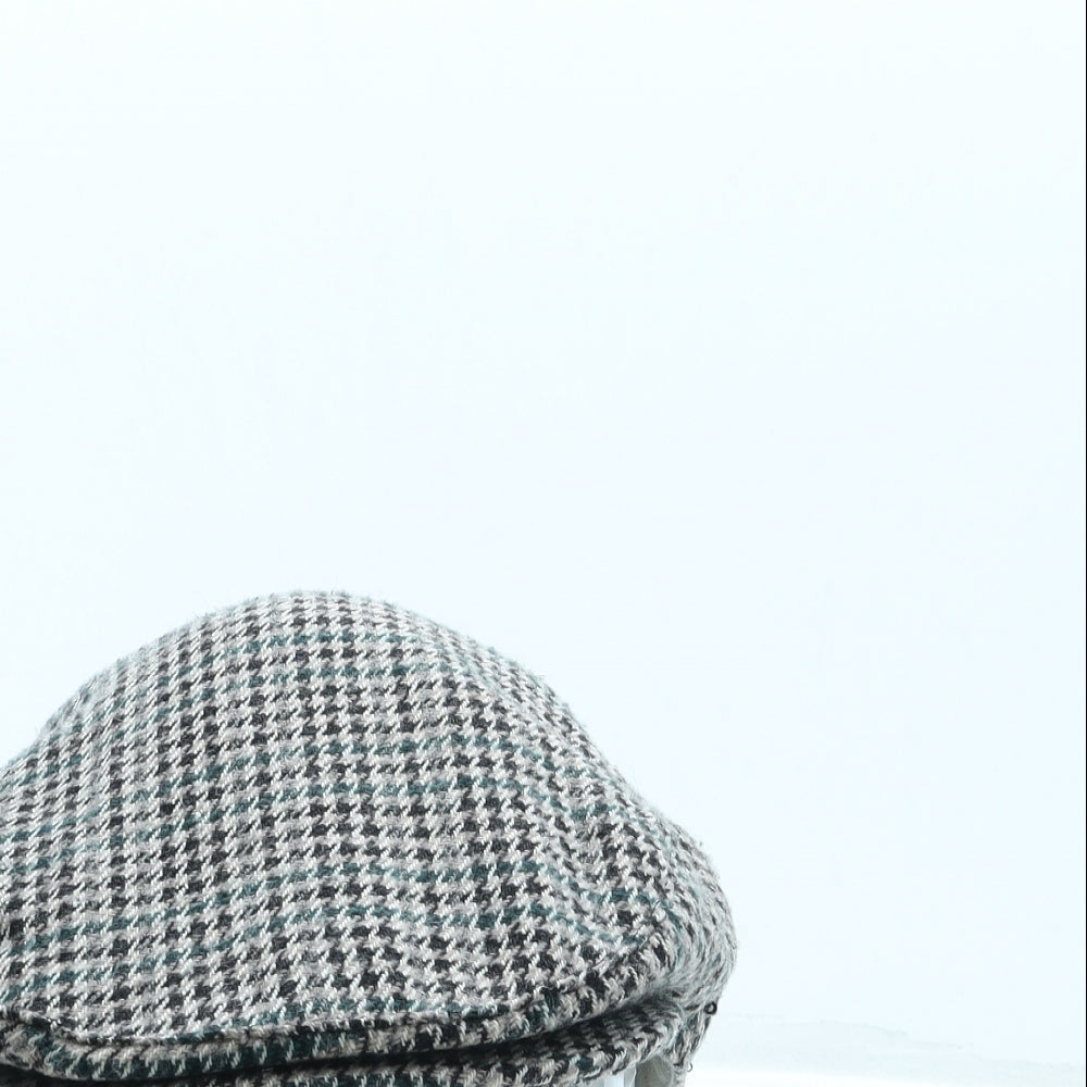 Tress & Co Mens Brown Geometric Polyester Flat Cap One Size - Houndstooth print