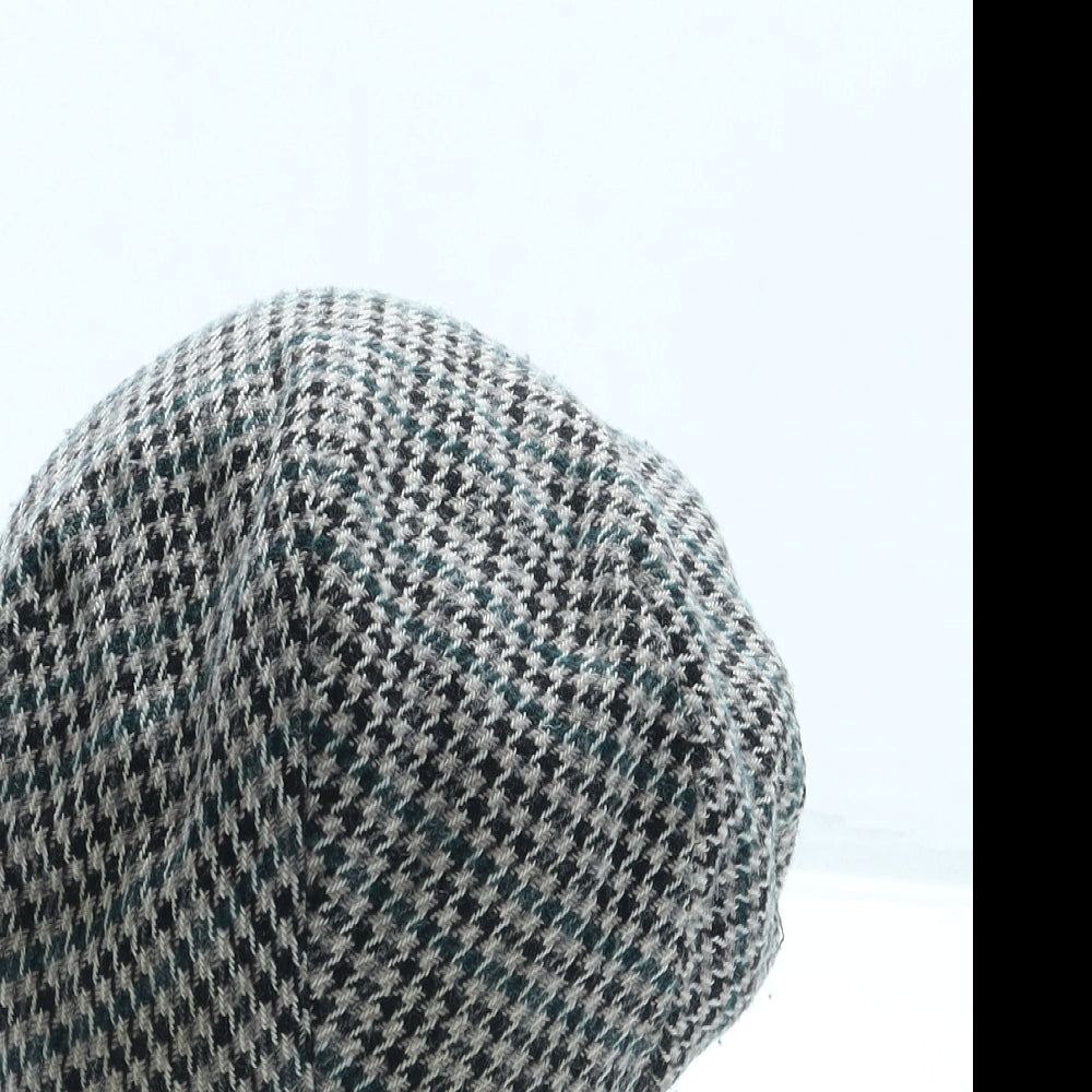Tress & Co Mens Brown Geometric Polyester Flat Cap One Size - Houndstooth print