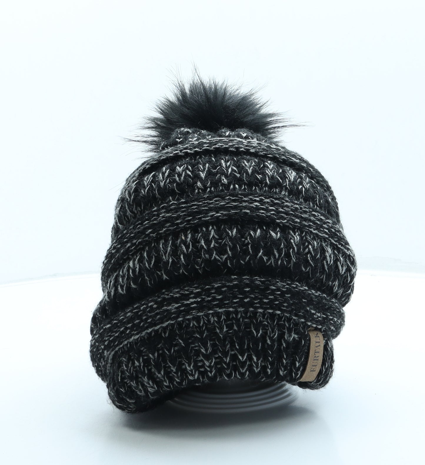 FurTalk Mens Black Acrylic Beanie One Size - Bobble hat