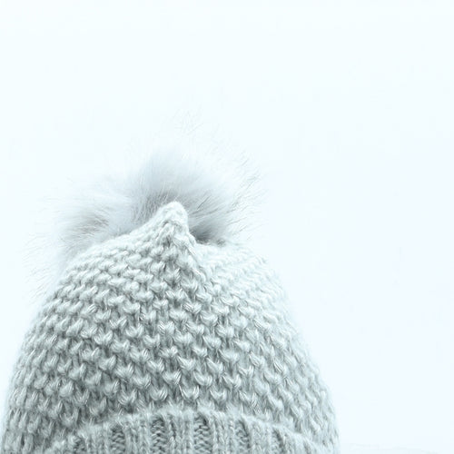 George Girls Grey Acrylic Bobble Hat One Size - Pom Pom
