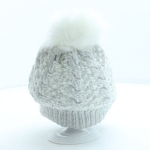 Primark Girls White Acrylic Bobble Hat Size M - Frozen
