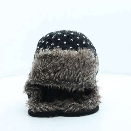 Sainsburys Mens Black Geometric Acrylic Trapper Hat One Size