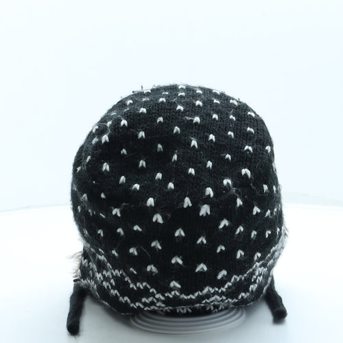 Sainsburys Mens Black Geometric Acrylic Trapper Hat One Size