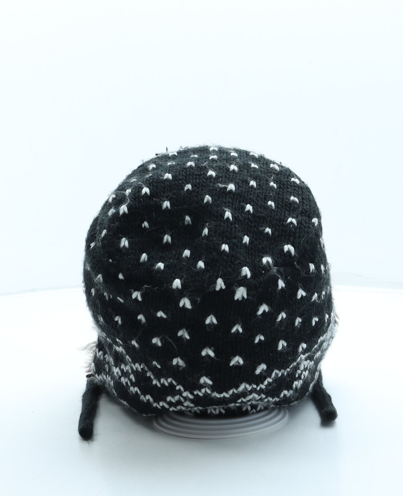 Sainsburys Mens Black Geometric Acrylic Trapper Hat One Size