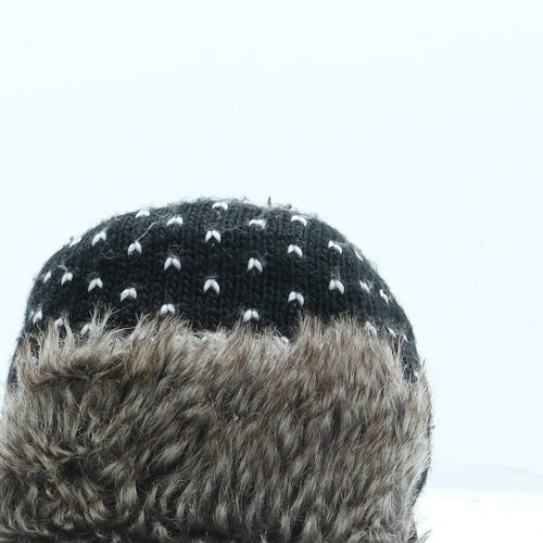 Sainsburys Mens Black Geometric Acrylic Trapper Hat One Size