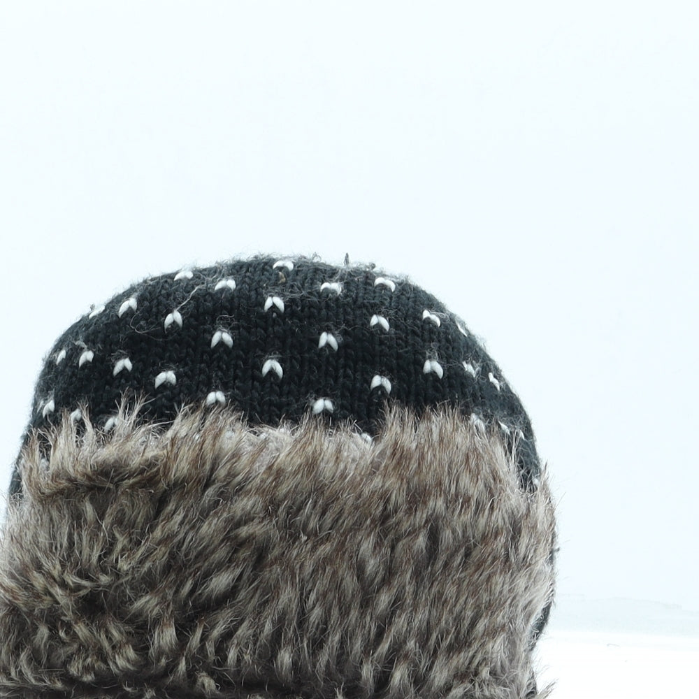 Sainsburys Mens Black Geometric Acrylic Trapper Hat One Size