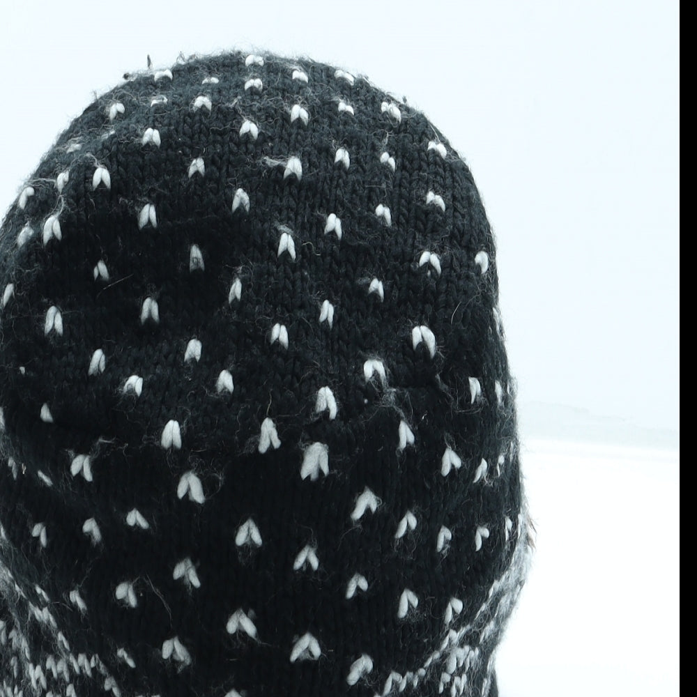 Sainsburys Mens Black Geometric Acrylic Trapper Hat One Size