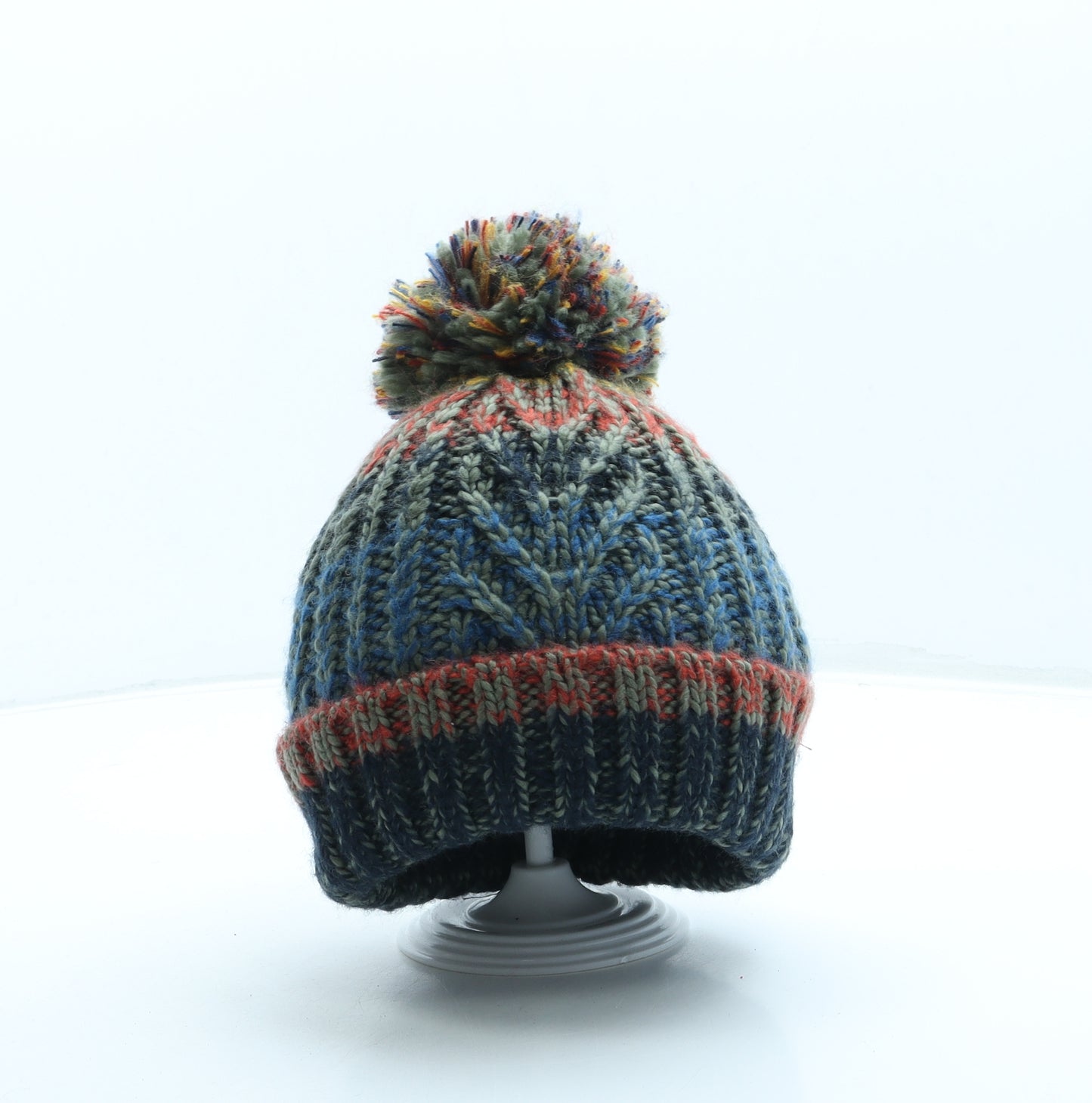 F&F Boys Blue Acrylic Bobble Hat One Size - Pom Pom