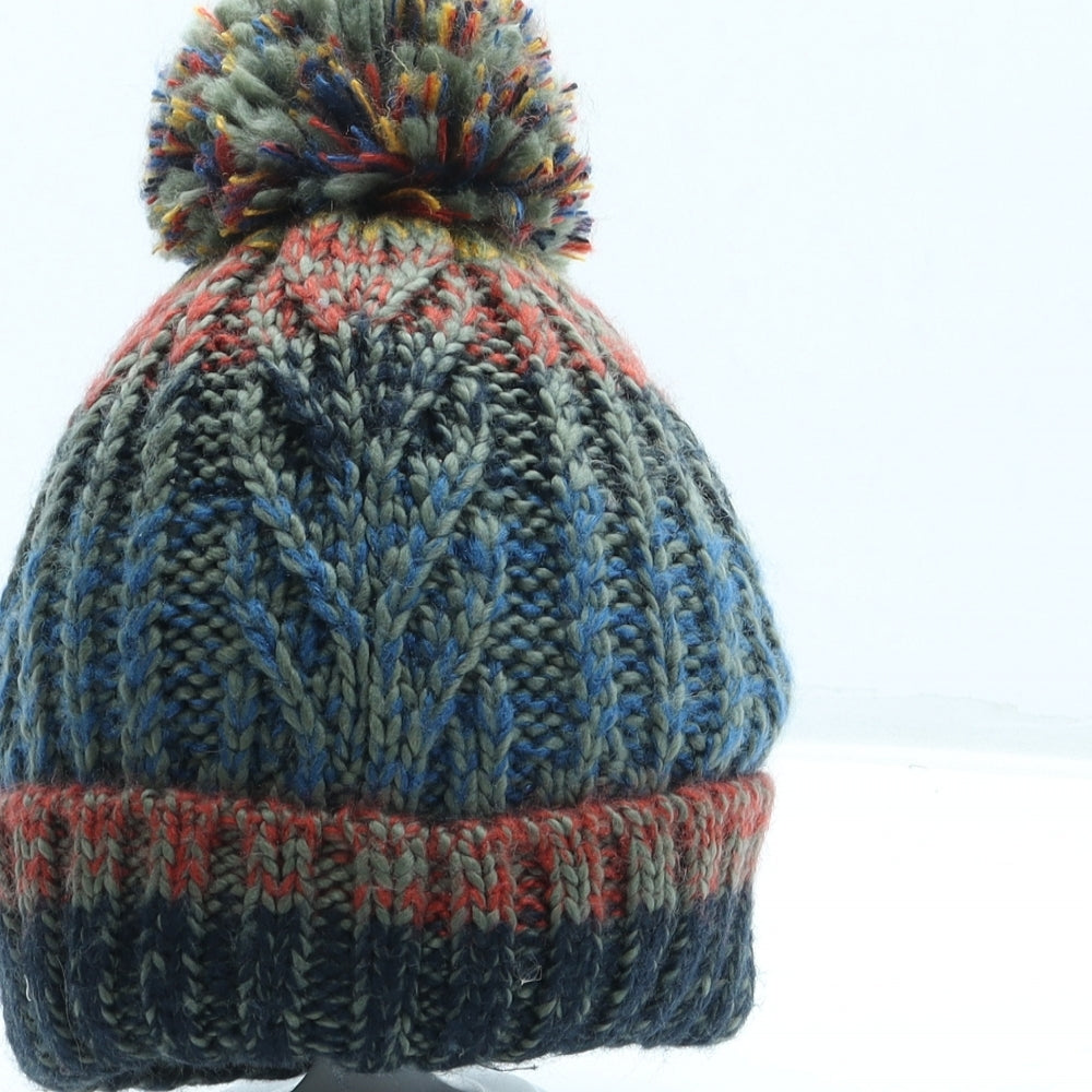 F&F Boys Blue Acrylic Bobble Hat One Size - Pom Pom