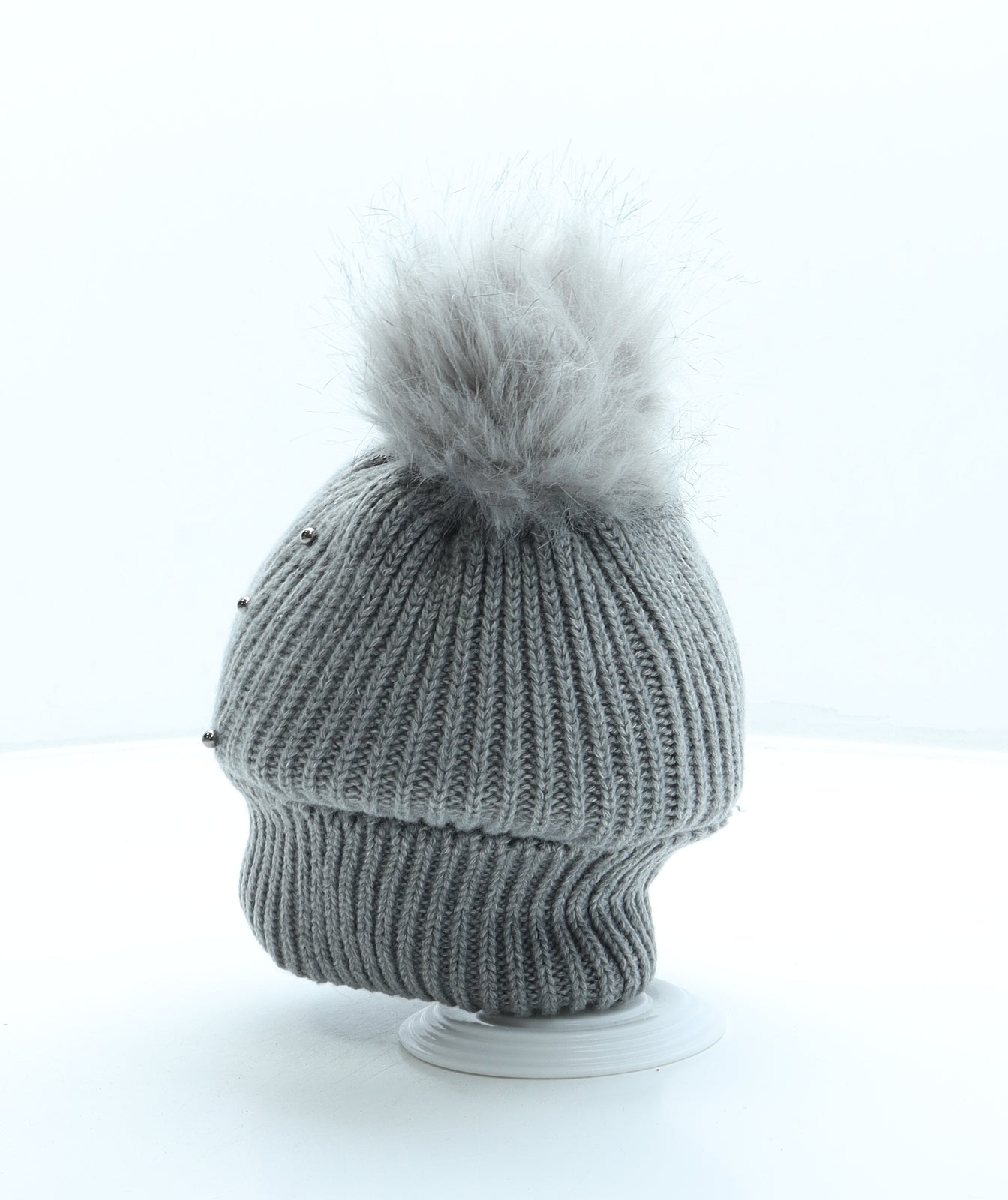 Dorothy Perkins Womens Grey Acrylic Bobble Hat One Size - Pom Pom