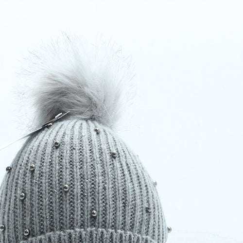 Dorothy Perkins Womens Grey Acrylic Bobble Hat One Size - Pom Pom