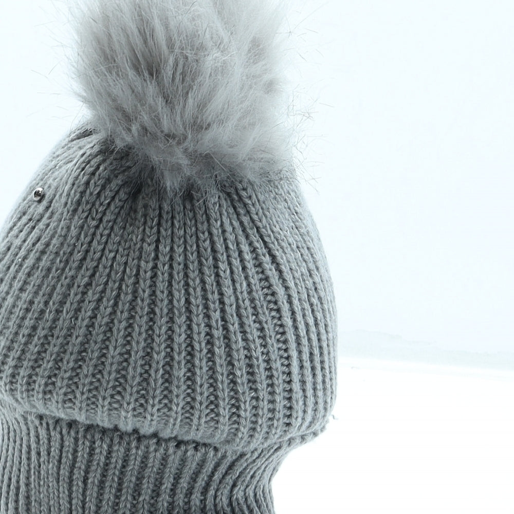 Dorothy Perkins Womens Grey Acrylic Bobble Hat One Size - Pom Pom