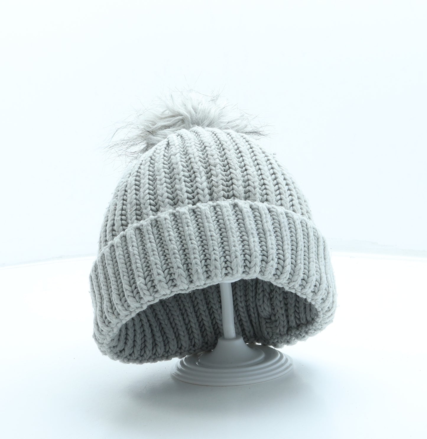 Topshop Womens Grey Acrylic Bobble Hat One Size - Pom Pom