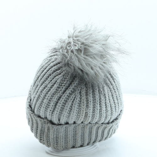 Topshop Womens Grey Acrylic Bobble Hat One Size - Pom Pom