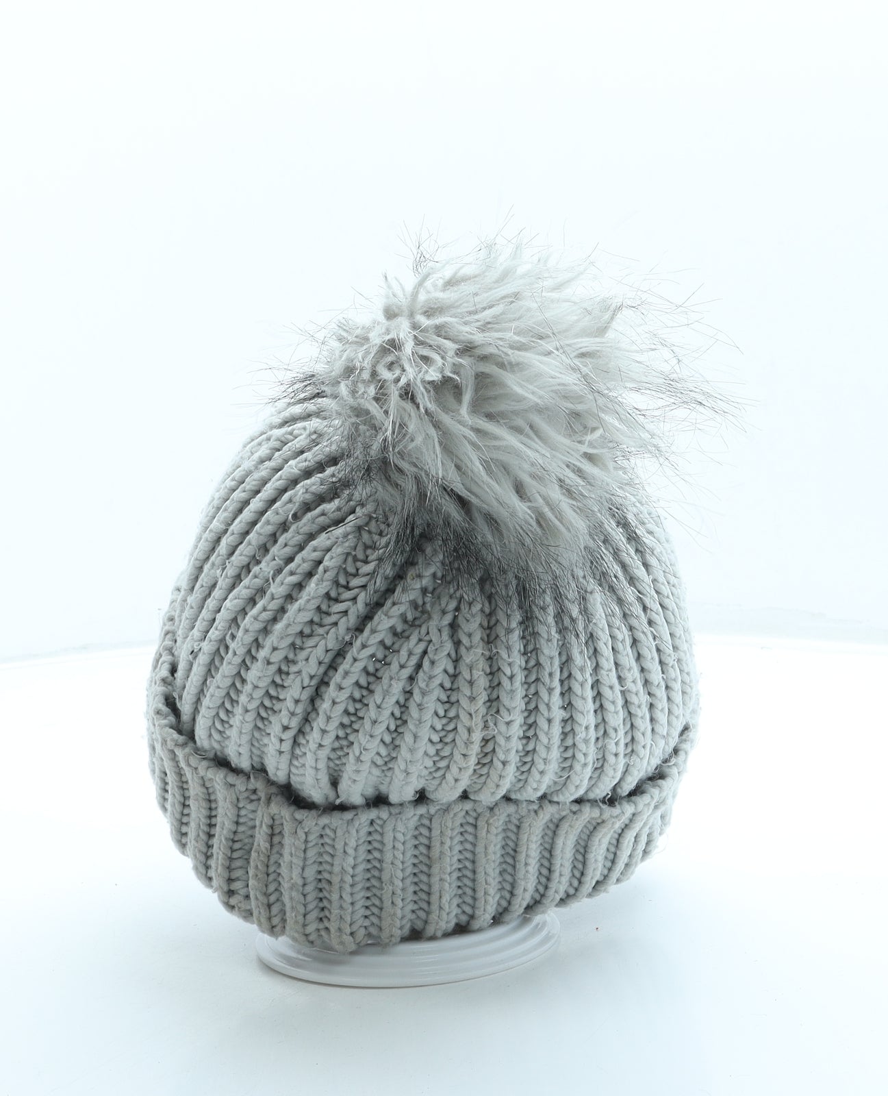 Topshop Womens Grey Acrylic Bobble Hat One Size - Pom Pom