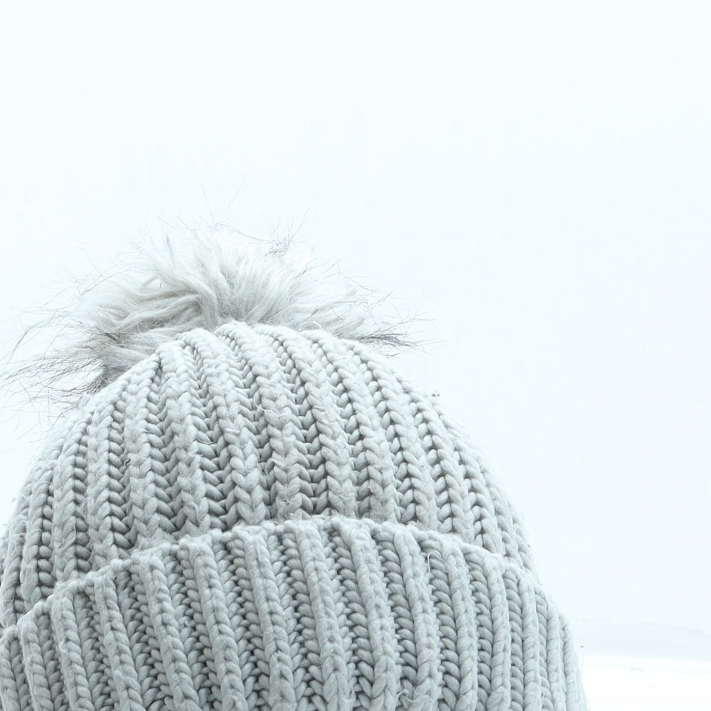 Topshop Womens Grey Acrylic Bobble Hat One Size - Pom Pom