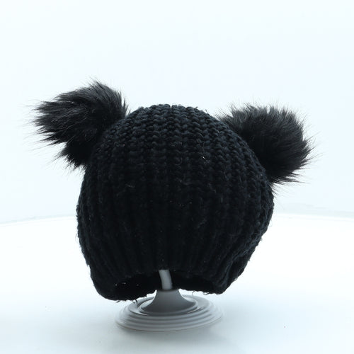Atmosphere Girls Black Acrylic Bobble Hat One Size - Pom Pom