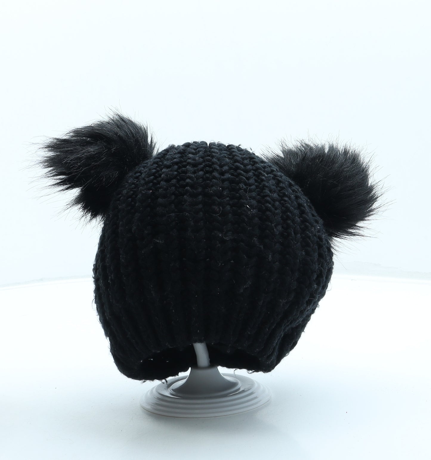 Atmosphere Girls Black Acrylic Bobble Hat One Size - Pom Pom