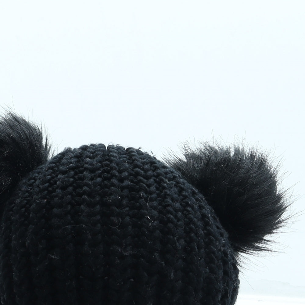 Atmosphere Girls Black Acrylic Bobble Hat One Size - Pom Pom