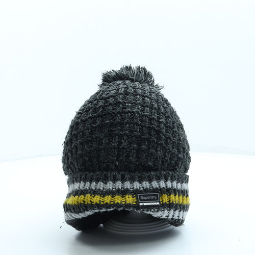Superdry Mens Grey Acrylic Beanie One Size - Pom Pom