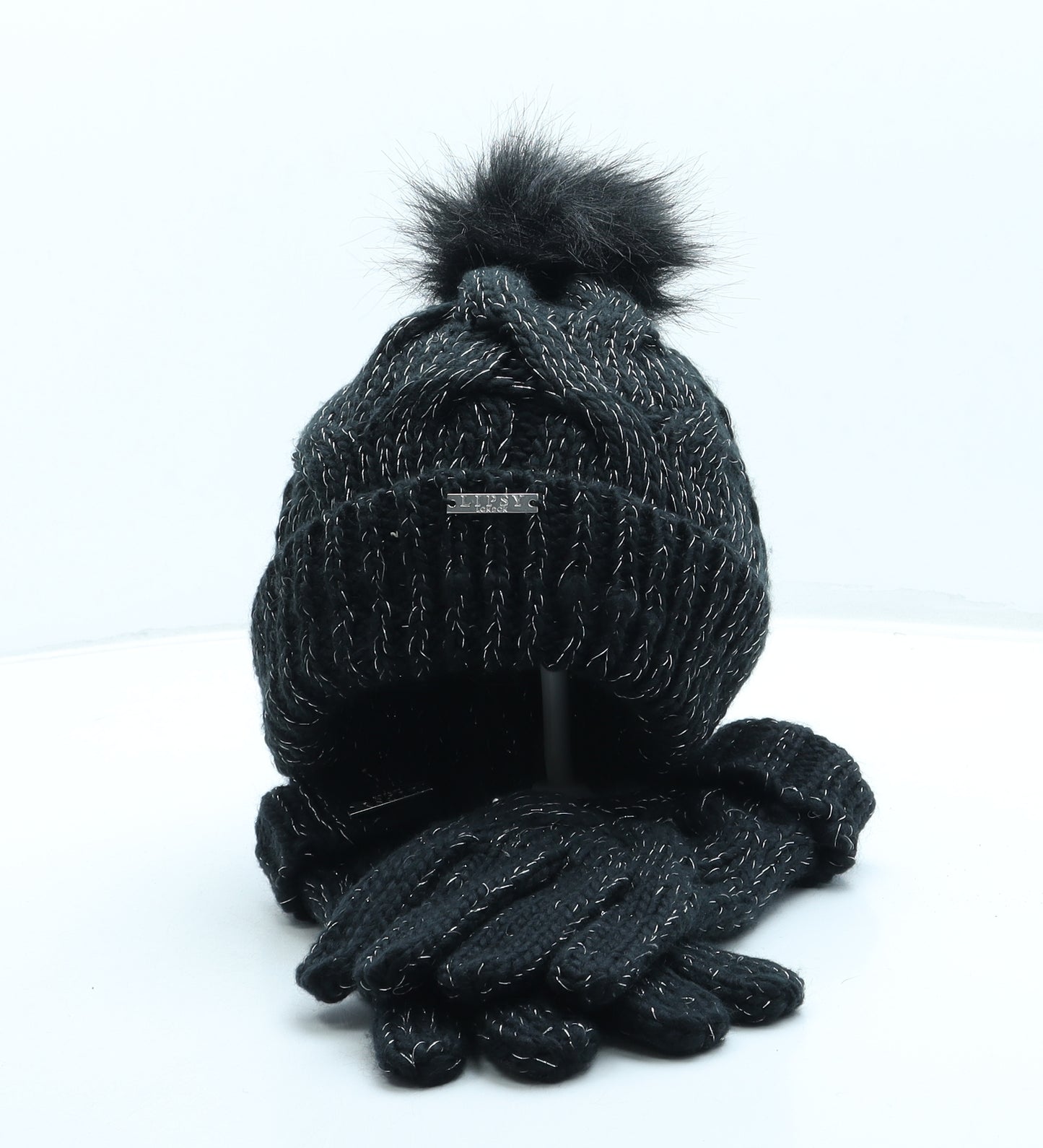 Lipsy Womens Black Acrylic Bobble Hat One Size - Pom Pom