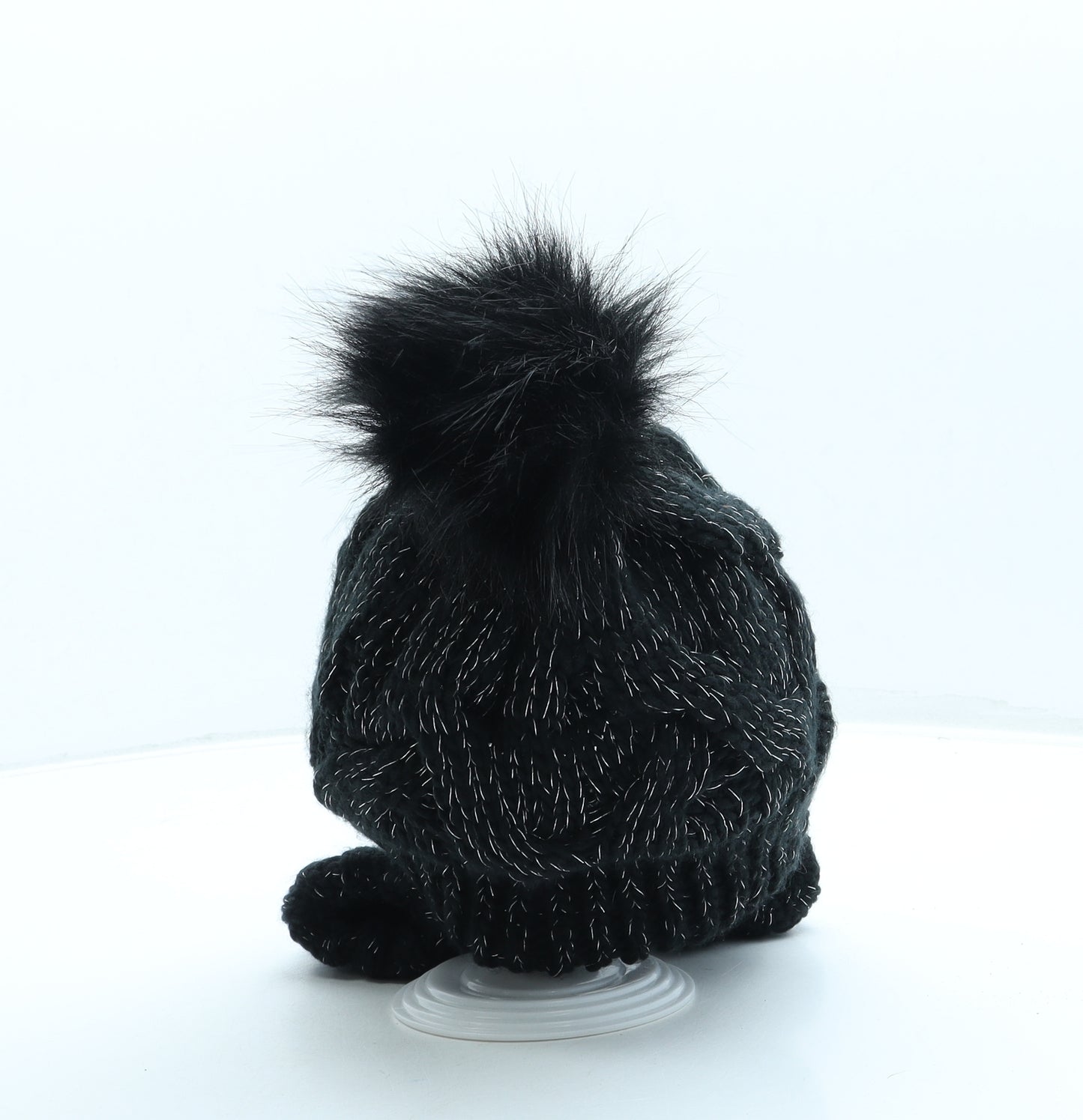 Lipsy Womens Black Acrylic Bobble Hat One Size - Pom Pom