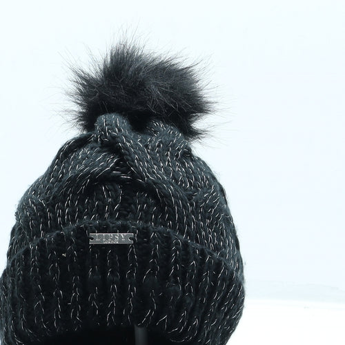 Lipsy Womens Black Acrylic Bobble Hat One Size - Pom Pom