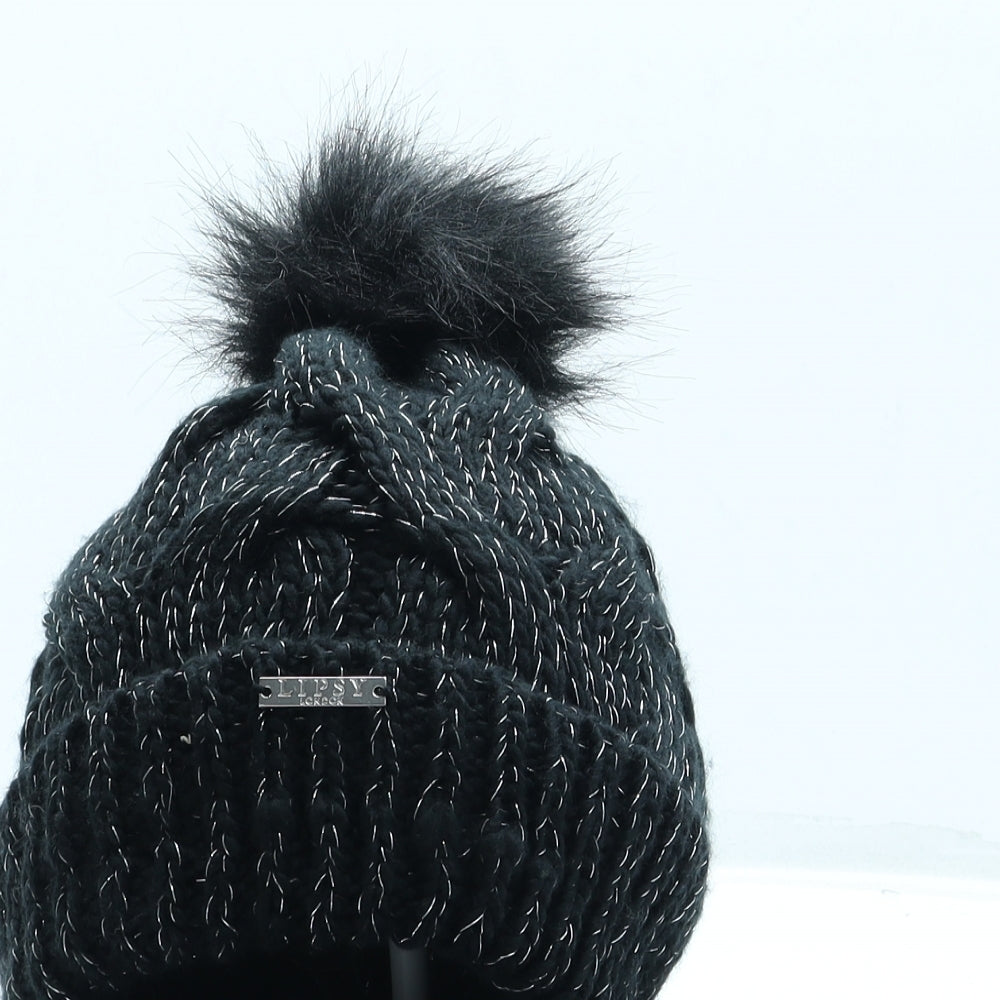 Lipsy Womens Black Acrylic Bobble Hat One Size - Pom Pom