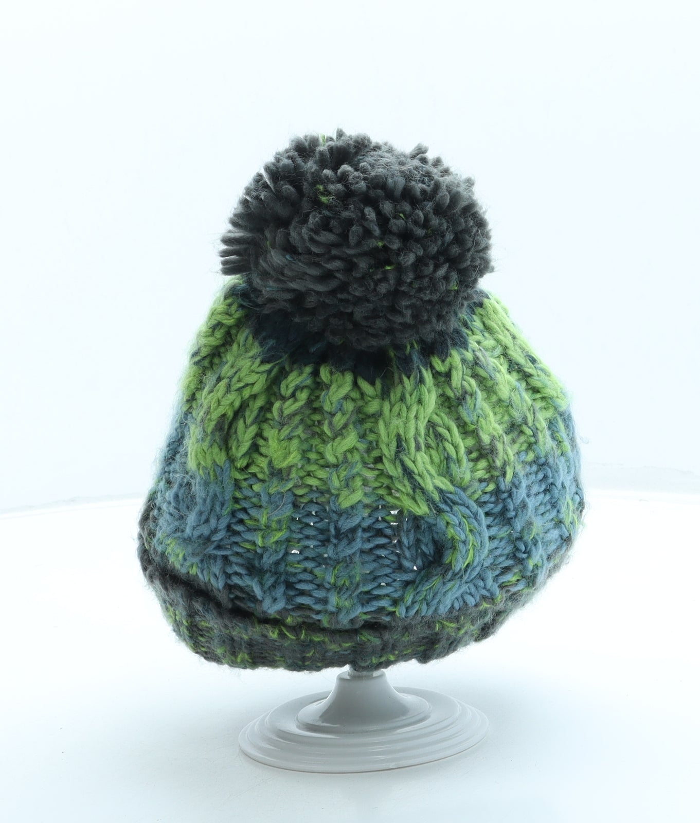 Urban Bear Boys Green Acrylic Bobble Hat One Size - Pom Pom