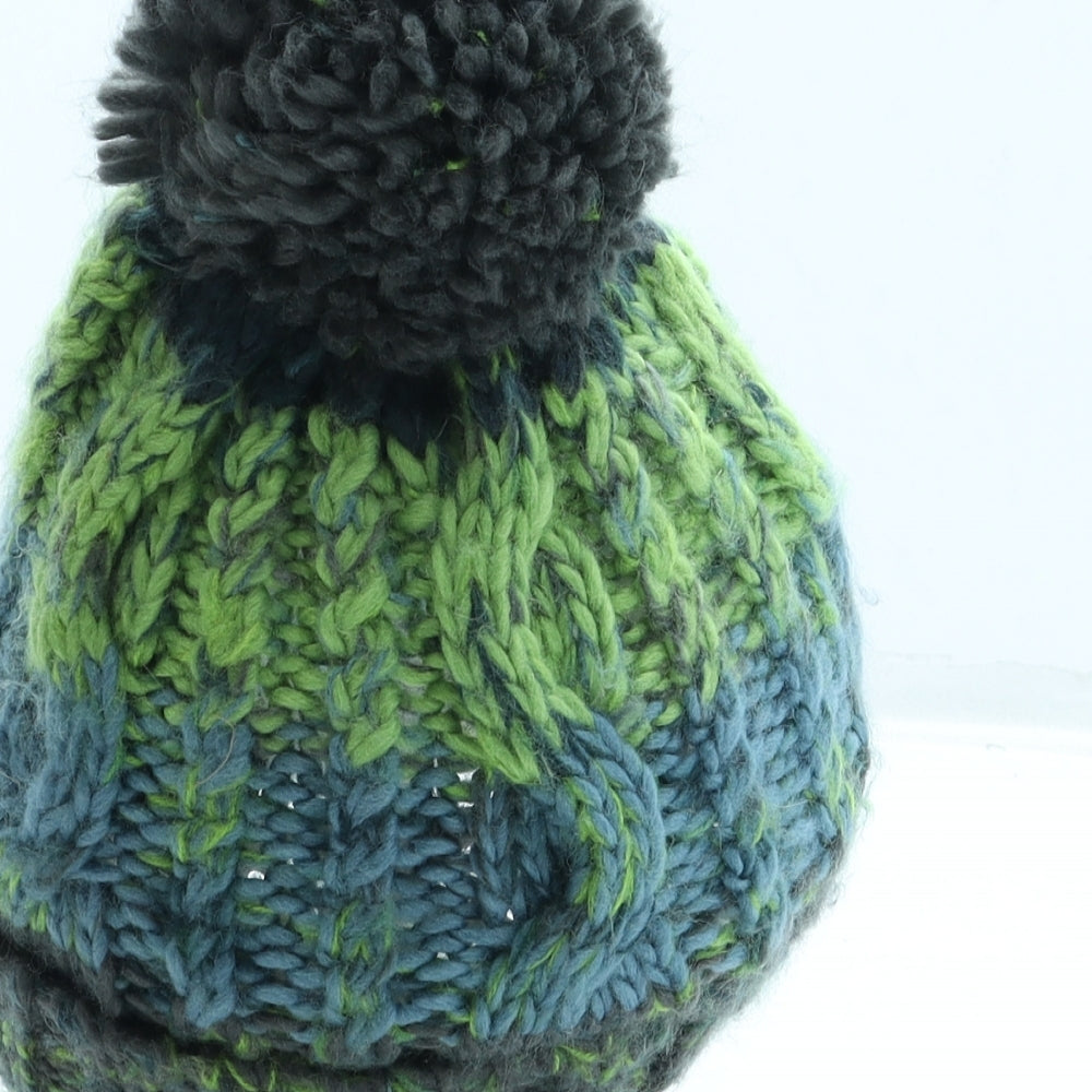 Urban Bear Boys Green Acrylic Bobble Hat One Size - Pom Pom