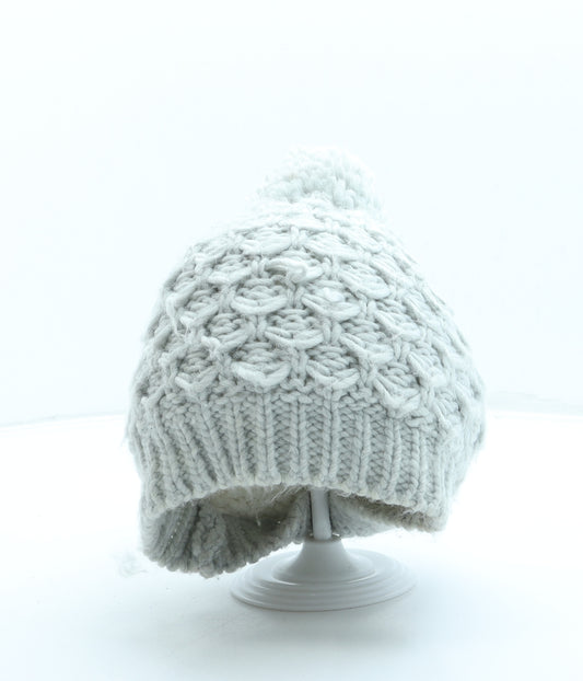 Primark Womens Grey Acrylic Bobble Hat One Size - Pom Pom