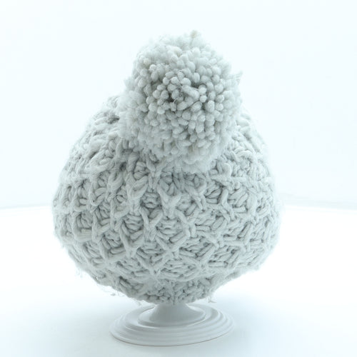 Primark Womens Grey Acrylic Bobble Hat One Size - Pom Pom