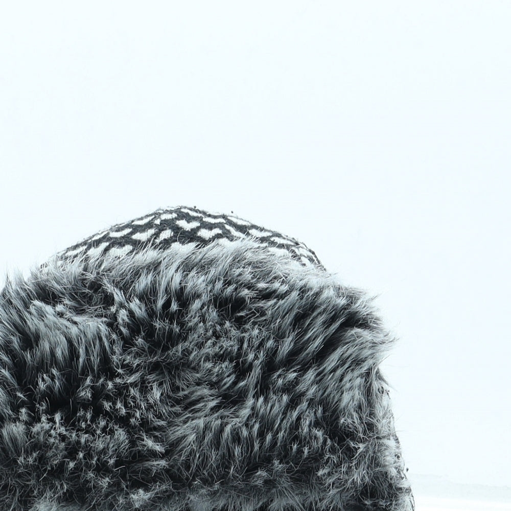 Miss Selfridge Womens Black Geometric Polyester Trapper Hat One Size - Love hearts