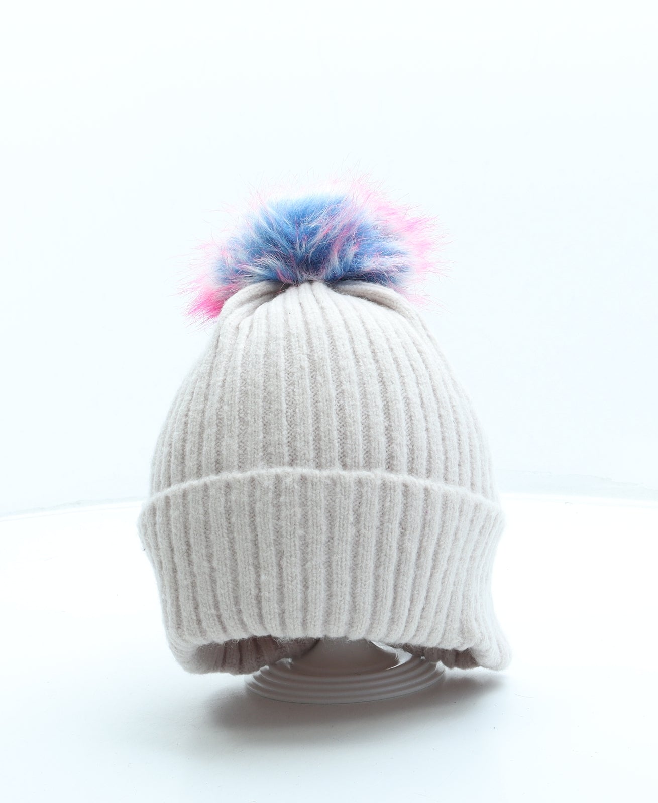 Oliver Bonas Womens Pink Acrylic Bobble Hat One Size - Pom Pom