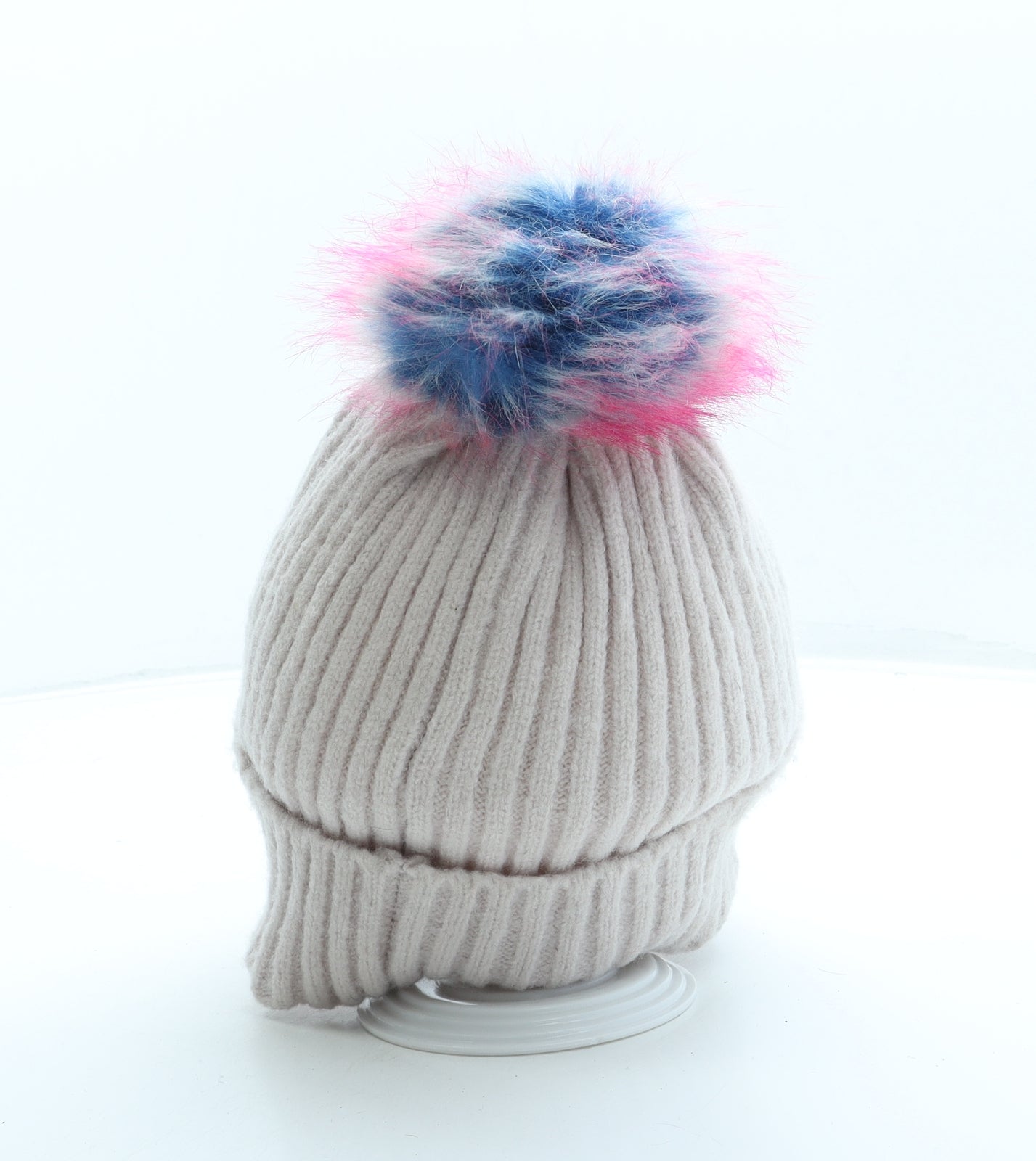 Oliver Bonas Womens Pink Acrylic Bobble Hat One Size - Pom Pom
