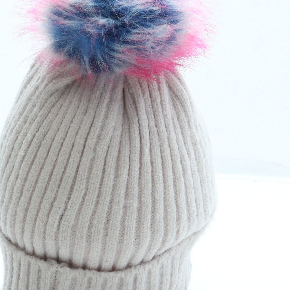 Oliver Bonas Womens Pink Acrylic Bobble Hat One Size - Pom Pom