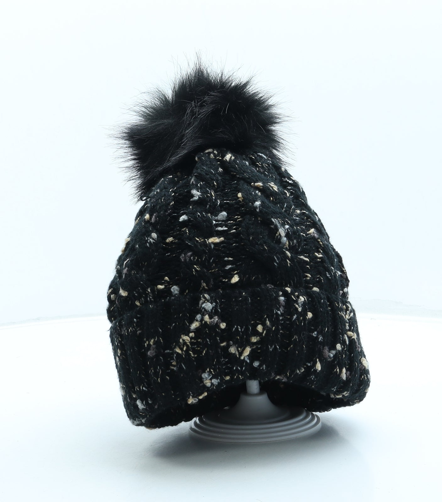 SheIn Womens Black Acrylic Bobble Hat One Size - Pom Pom