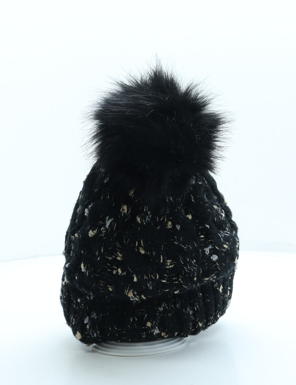 SheIn Womens Black Acrylic Bobble Hat One Size - Pom Pom