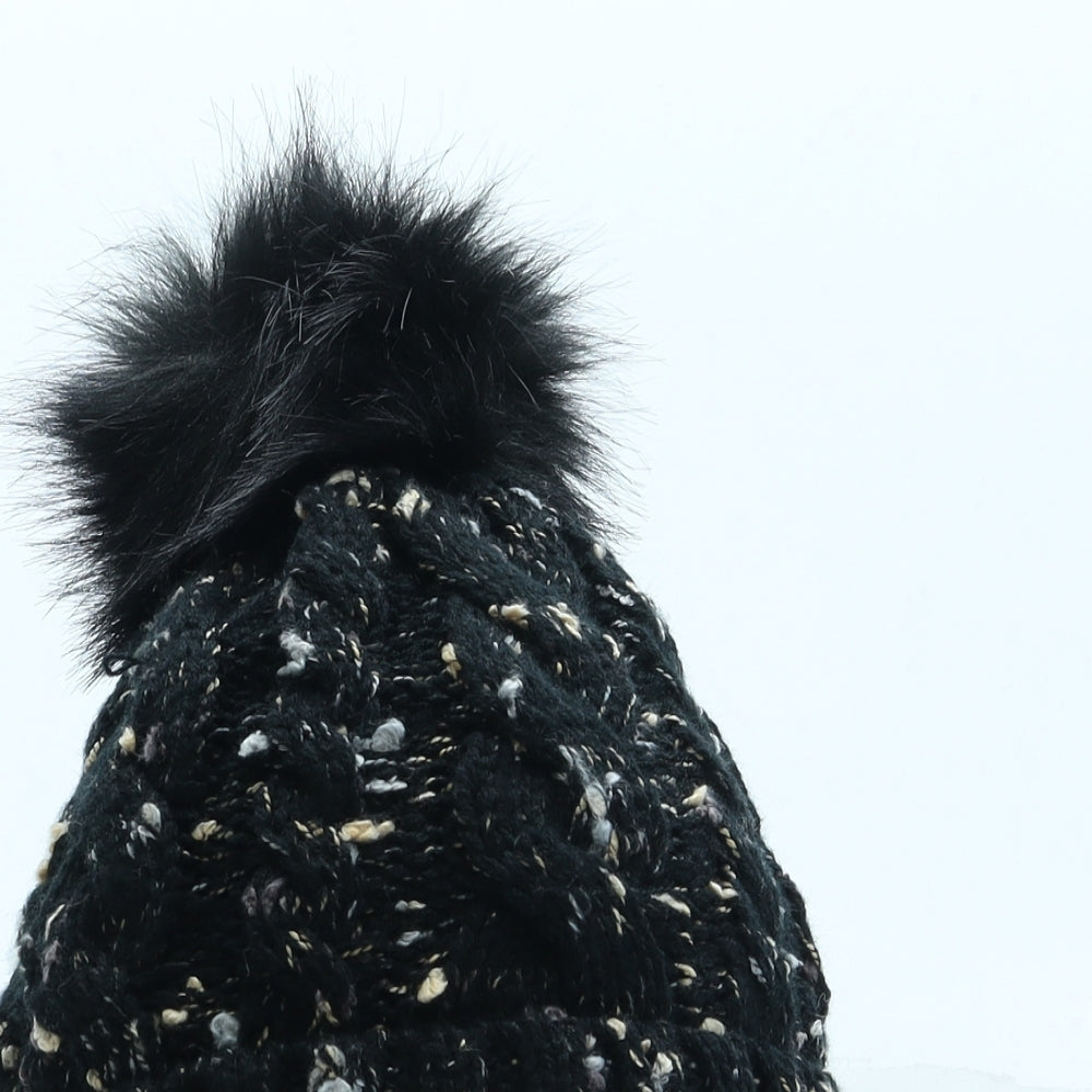 SheIn Womens Black Acrylic Bobble Hat One Size - Pom Pom