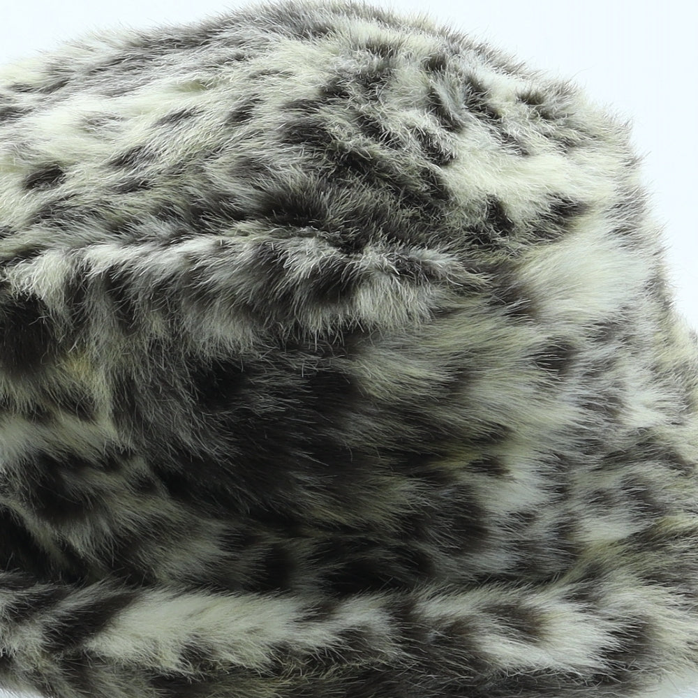 Marks and Spencer Womens Beige Animal Print Faux Fur Bucket Hat Size S