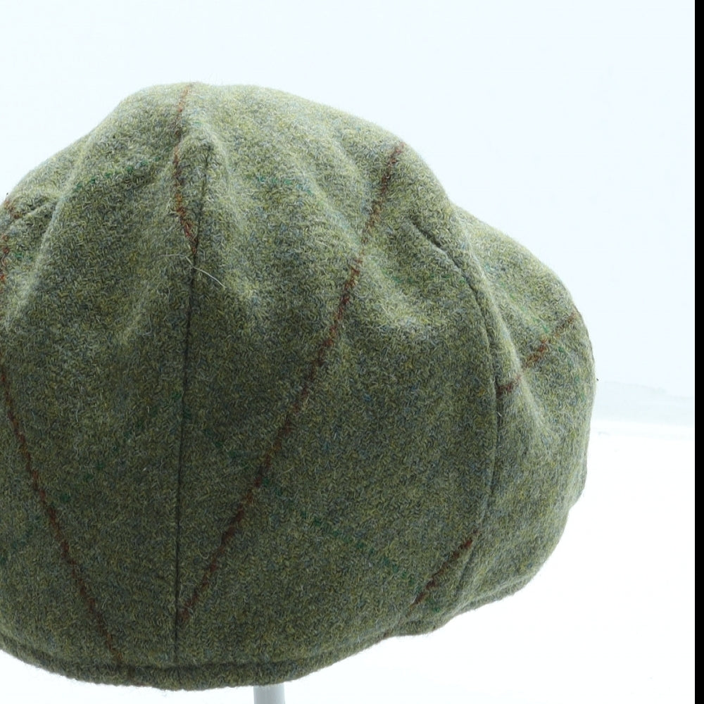 Hawkins Mens Green Plaid Wool Flat Cap One Size