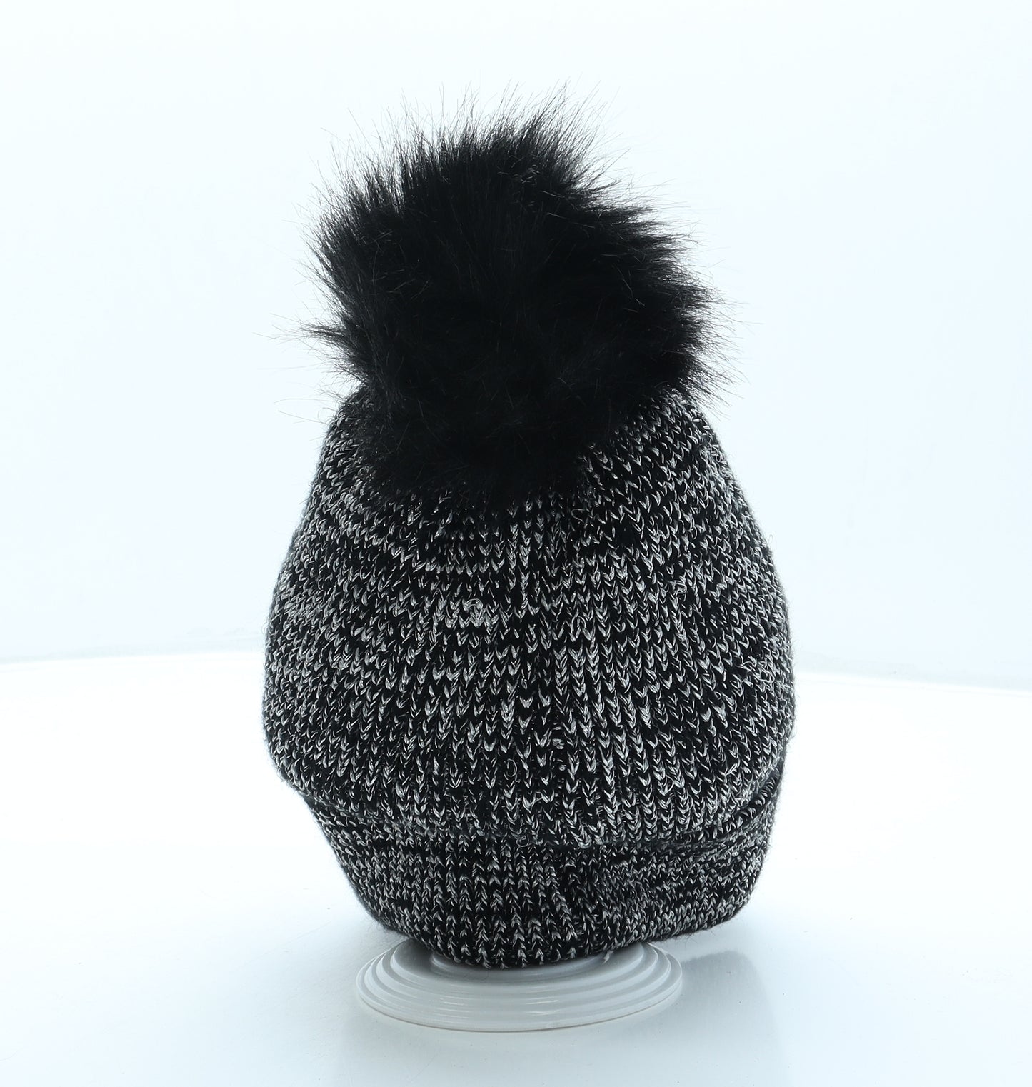 Steve Madden Womens Black Acrylic Bobble Hat One Size - Pom Pom