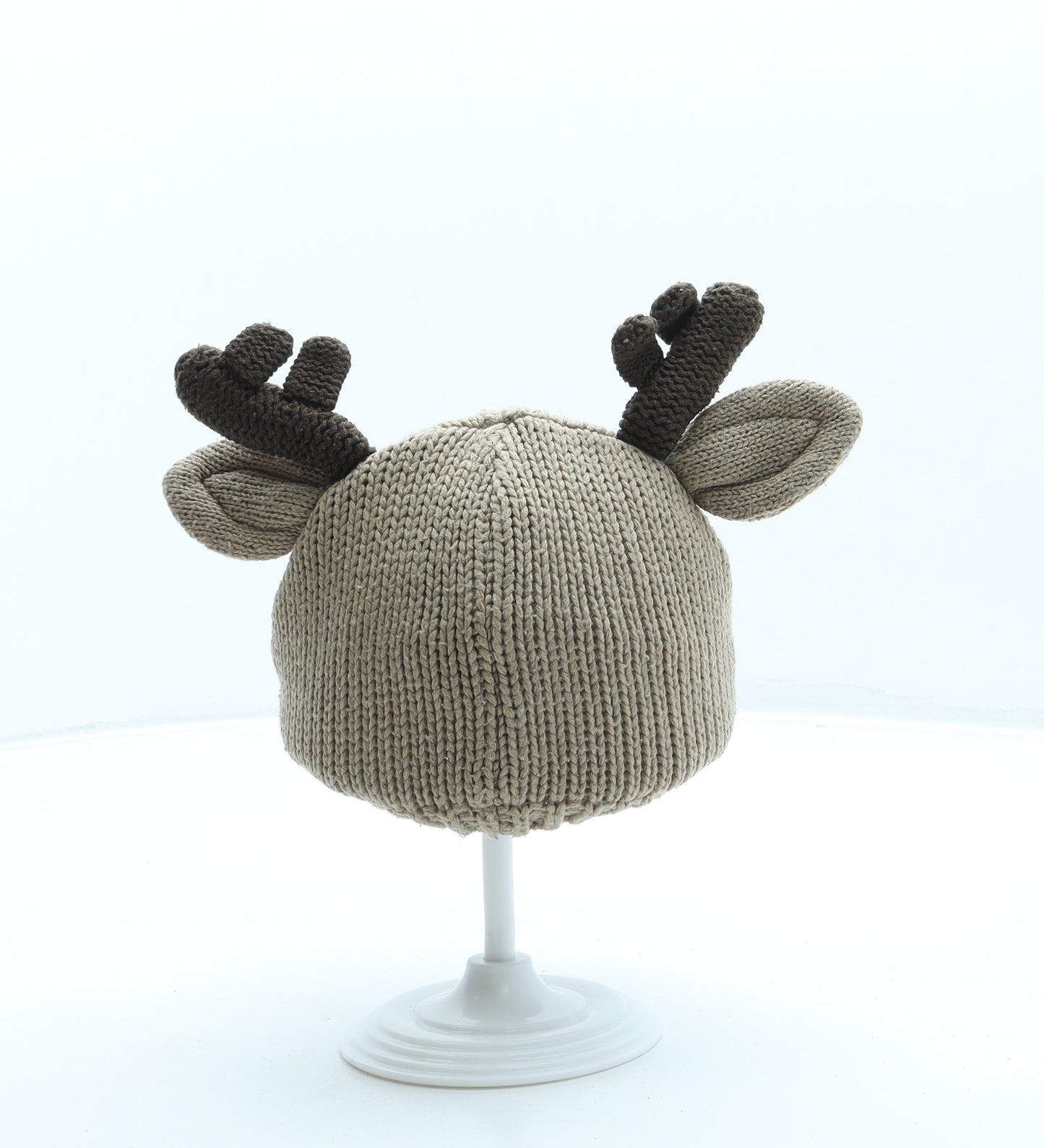 F&F Boys Beige Acrylic Beanie One Size - Reindeer