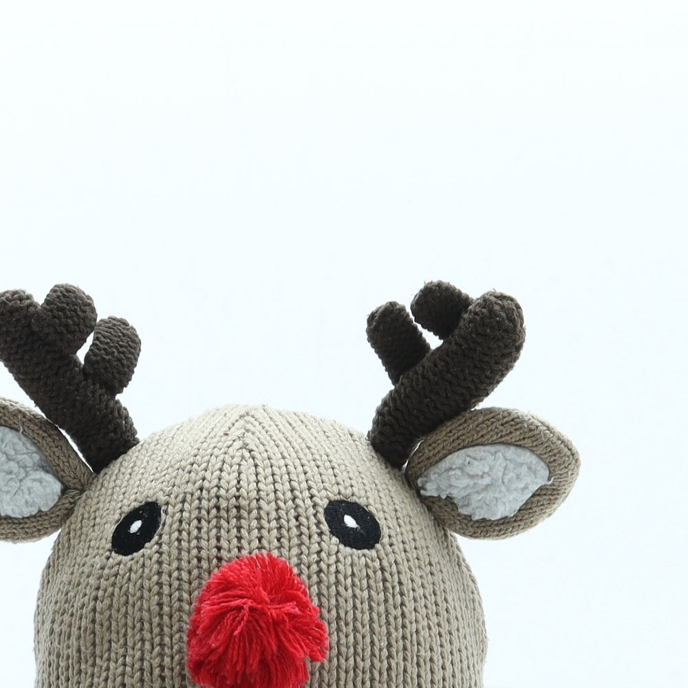 F&F Boys Beige Acrylic Beanie One Size - Reindeer